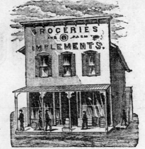 An artist depiction of Gem Hall, 1878. From the Kinsley Graphic, Edwards County Historical Society.